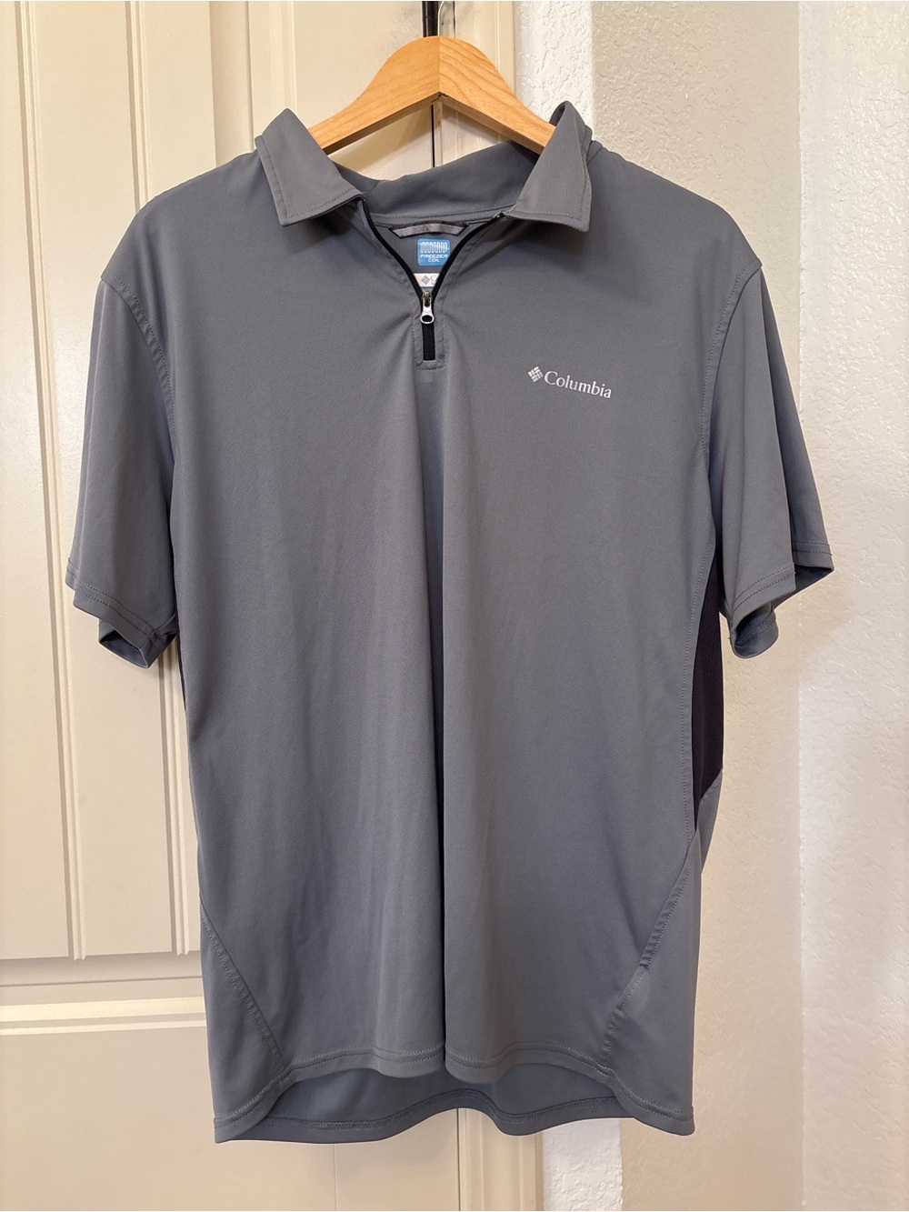 Columbia Freezer Coil Quarter Zip Performance‎ Polo Shirt Gray Men's Large